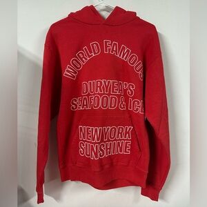 New York Sunshine Duryea’s Seafood Hoodie Red Small USA Montauk The End